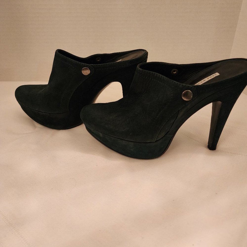 Vera Wang Lavender Black Suede Clog Heels